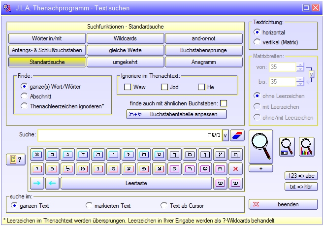 J.L.A. Thenachprogramm - erweiterte Textsuche