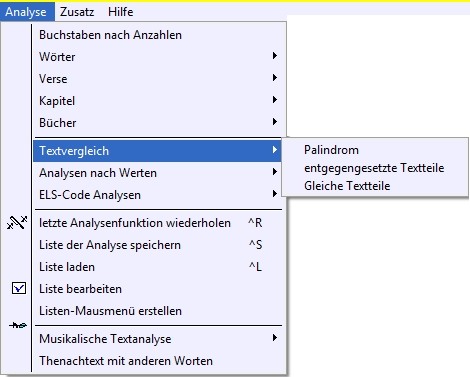 Menü der Analyse - J.L.A. Thenachprogramm