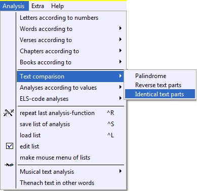 Menu of the analytical functions - J.L.A. Thenachprogram