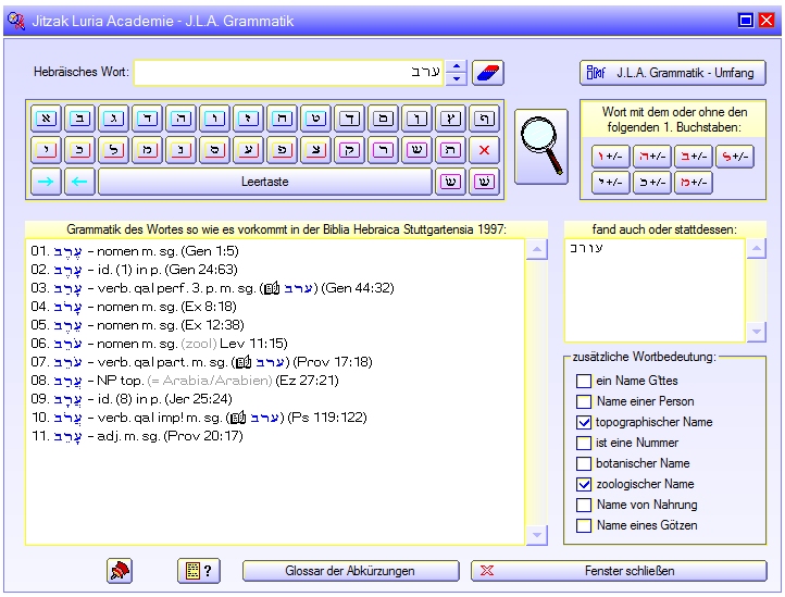 J.L.A. Thenachprogramm - Grammatik zu den hebräischen Bibelwörtern