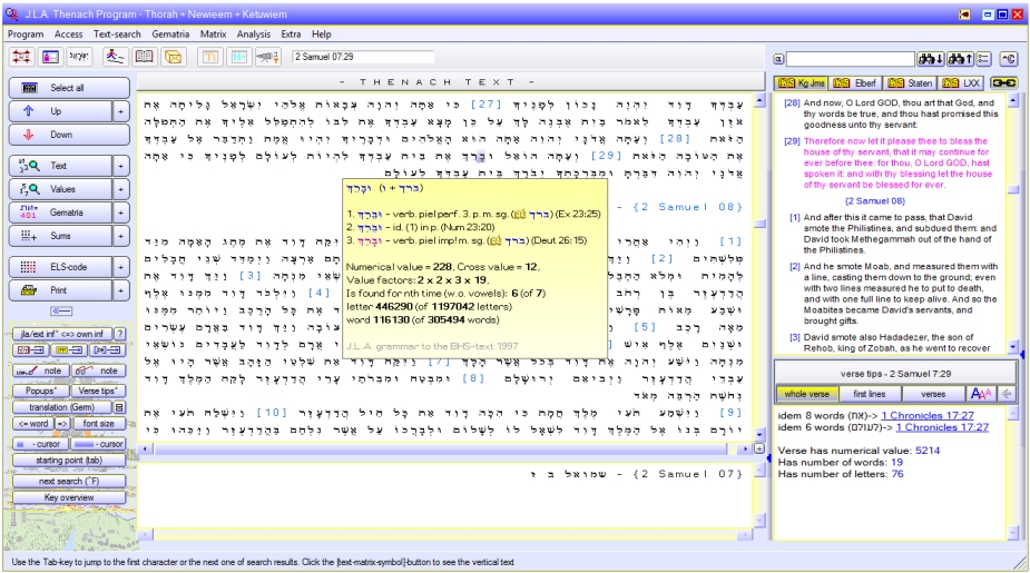 J.L.A. Thenach program with Hebrew grammar and King James