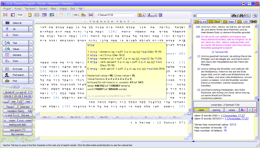 J.L.A. Thenach program with Hebrew grammar and King James